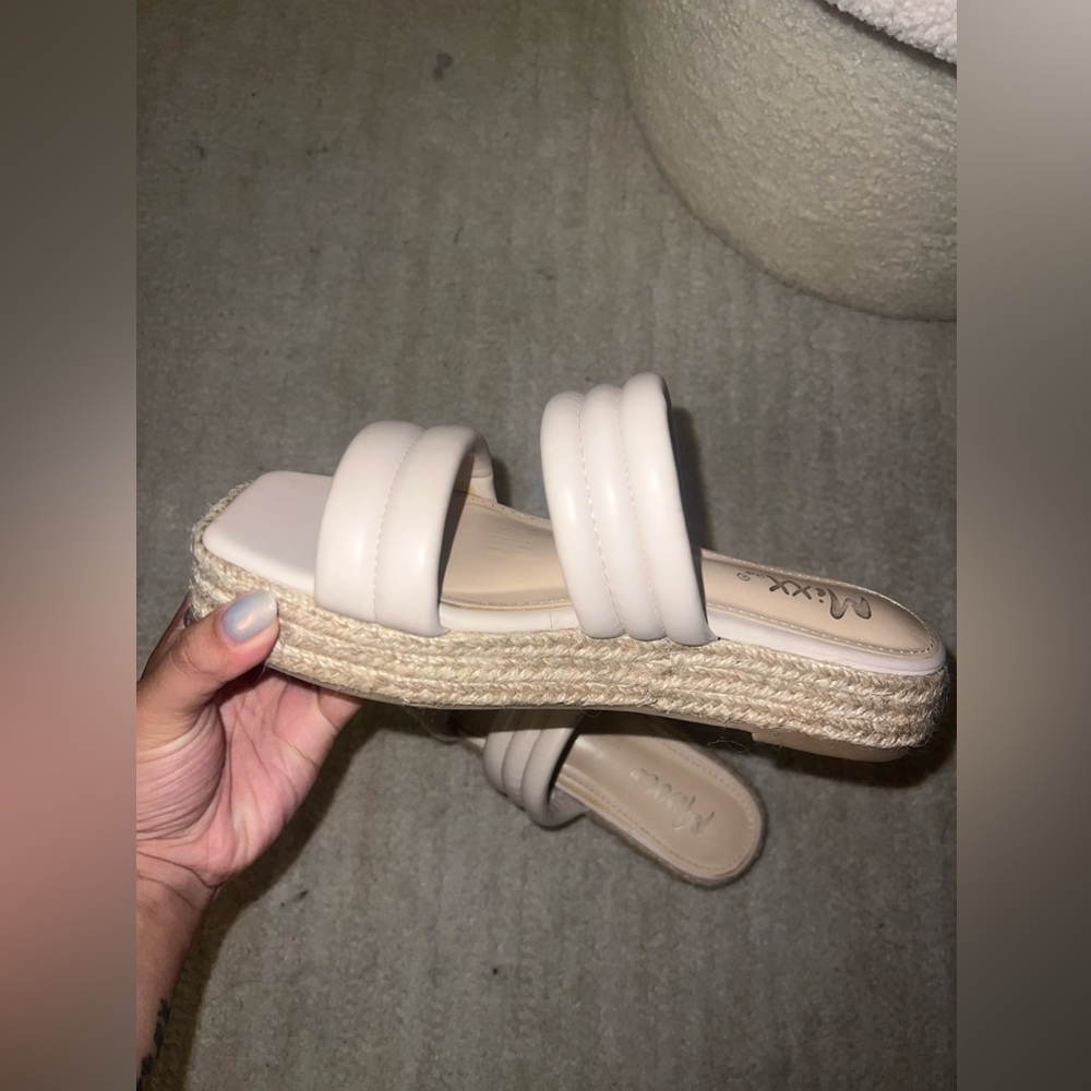 Espadrille platform slide sandals